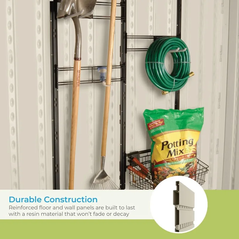 سقيفة الفناء الخلفي مقاس 8 × 10 أقدام مع كاشف وأرضية معززة وأرفف لأدوات الحدائق #5