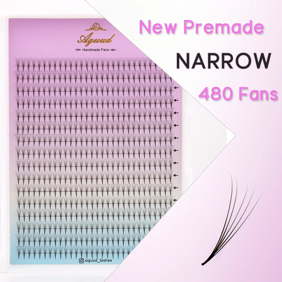AGUUD XL Tray 480 Fans Super Narrow Fan Thin Pointy Base Premade Lash Fans 4D 5D 6D 7D 8D Russian Volume Lashes Extension Makeup