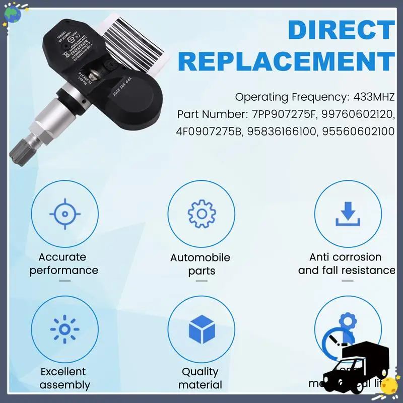 

Lasting 7PP907275F 4F0907275B TPMS 433MHZ For A4 A6 A8 Q7 Porsche 911 Boxster Cayenne VW Touareg Tire Pressure Sensor 4PCS
