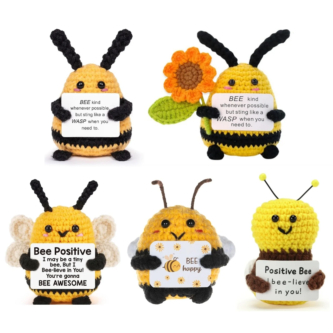 Positive Crochet  Bee Cute Christmas Birthday Gift for Women Men ,Funny Office Home Decor Halloween Thanksgiving Encouragement