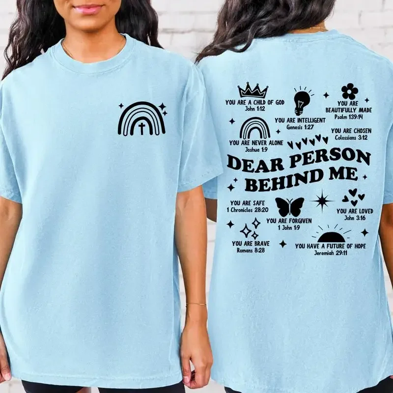 Dear Person Behind Me T Shirt Bible Affirmations Tee Christian Self Love Jesus Doodle