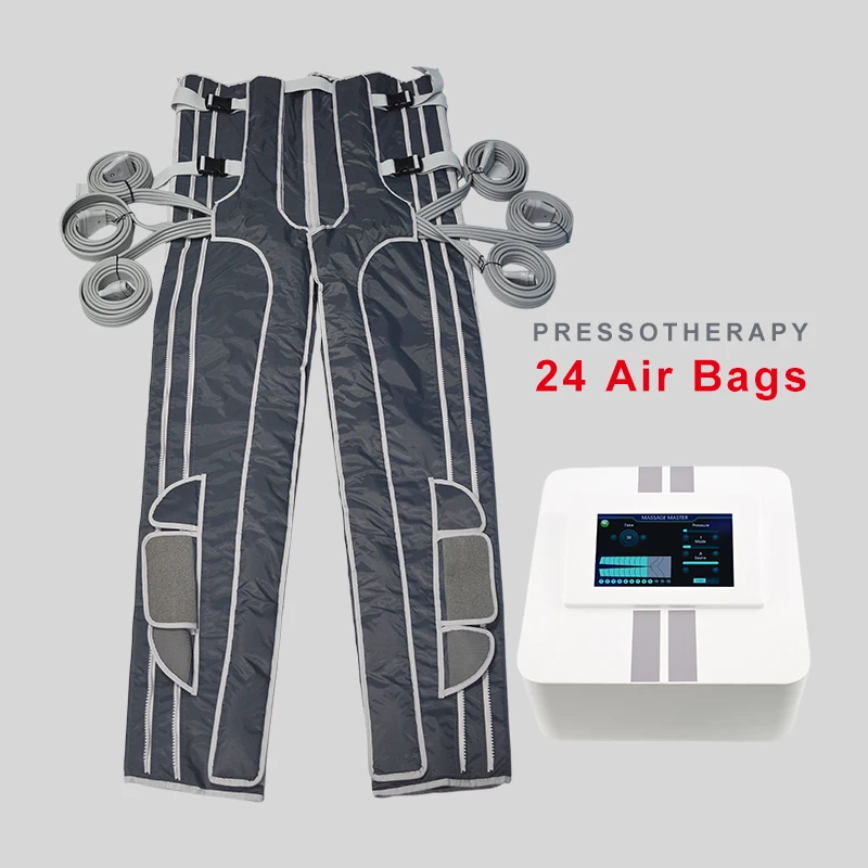 New 24 Airbags Compression Leg Massage Boots Lymphatic Drainage & Circulation Recovery System for Abdomen Legs, Calf, Thigh Pres
