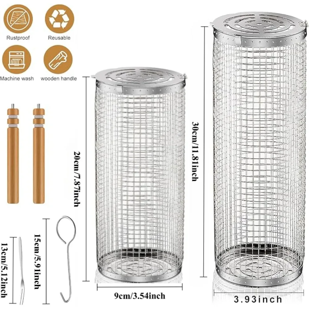 Rolling Grill Basket Set 5