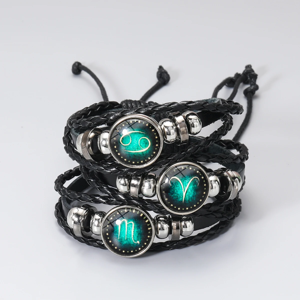 12 Constellation Zodiac Sign Charm  Bracelets Men Women Vintage Multilayer Wrap Leather Bracelet & Bangle Birthday Gift