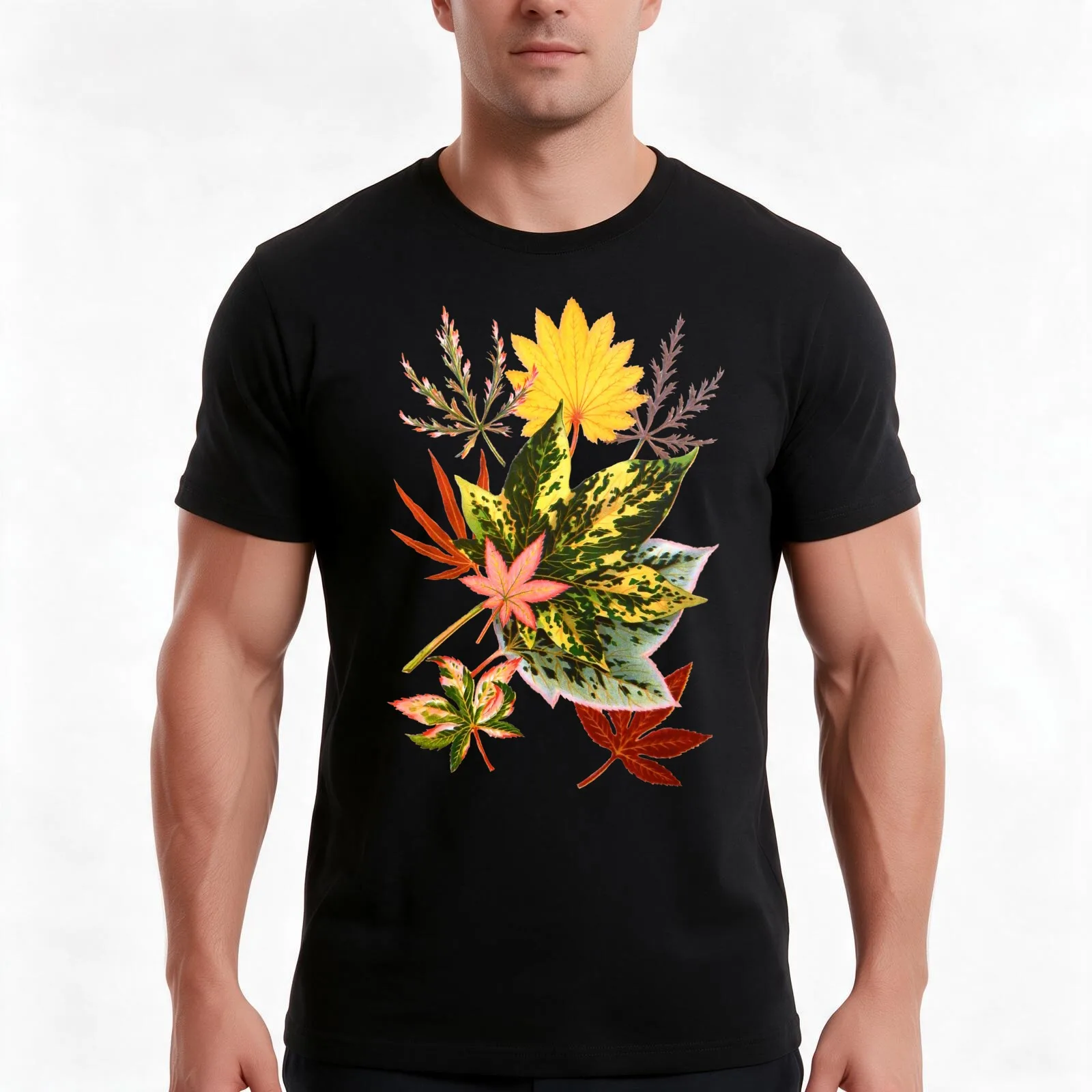 Victorian Vintage Scrapbook Maple Leaves in Fall Colors Men T Shirt t shirt man casual