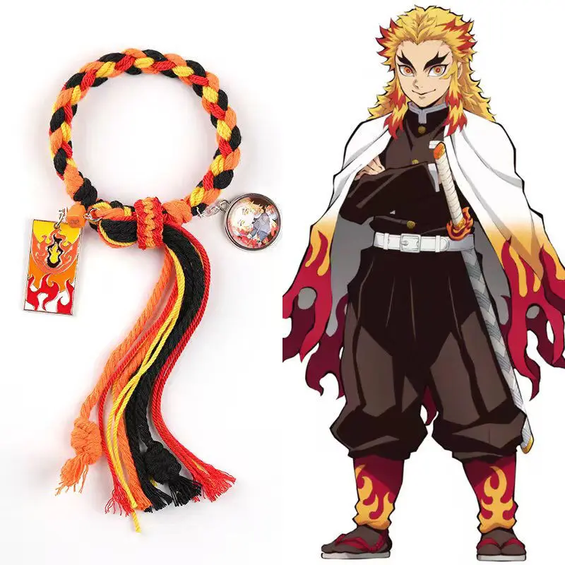 Pulsera de Demon Slayer, Tanjiro Shinobu Tokito, Brazalete de Cuerda de Anime, Cosplay, Joyería de Manga, Regalo para Fans Adultos
