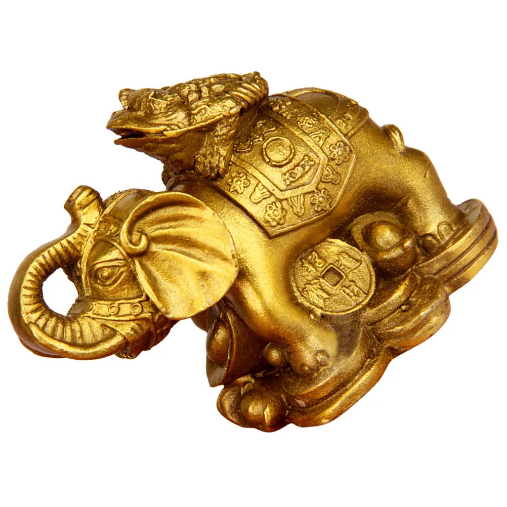 

Brass Elephant Statue Exquisite Decor Desktop Animal Sculpture Compact Size Flat Bottom Living Room Centerpiece