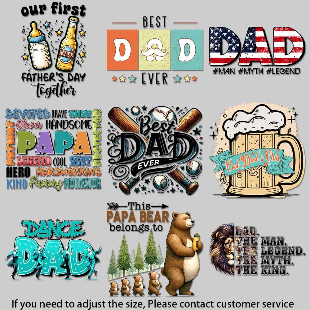 Funny Dad Theme Heat Transfer Vinyl Stickers - Dance Dad, Best Dad Ever, Cool Dad's Club Designs for DIY T-Shirts & Gifts