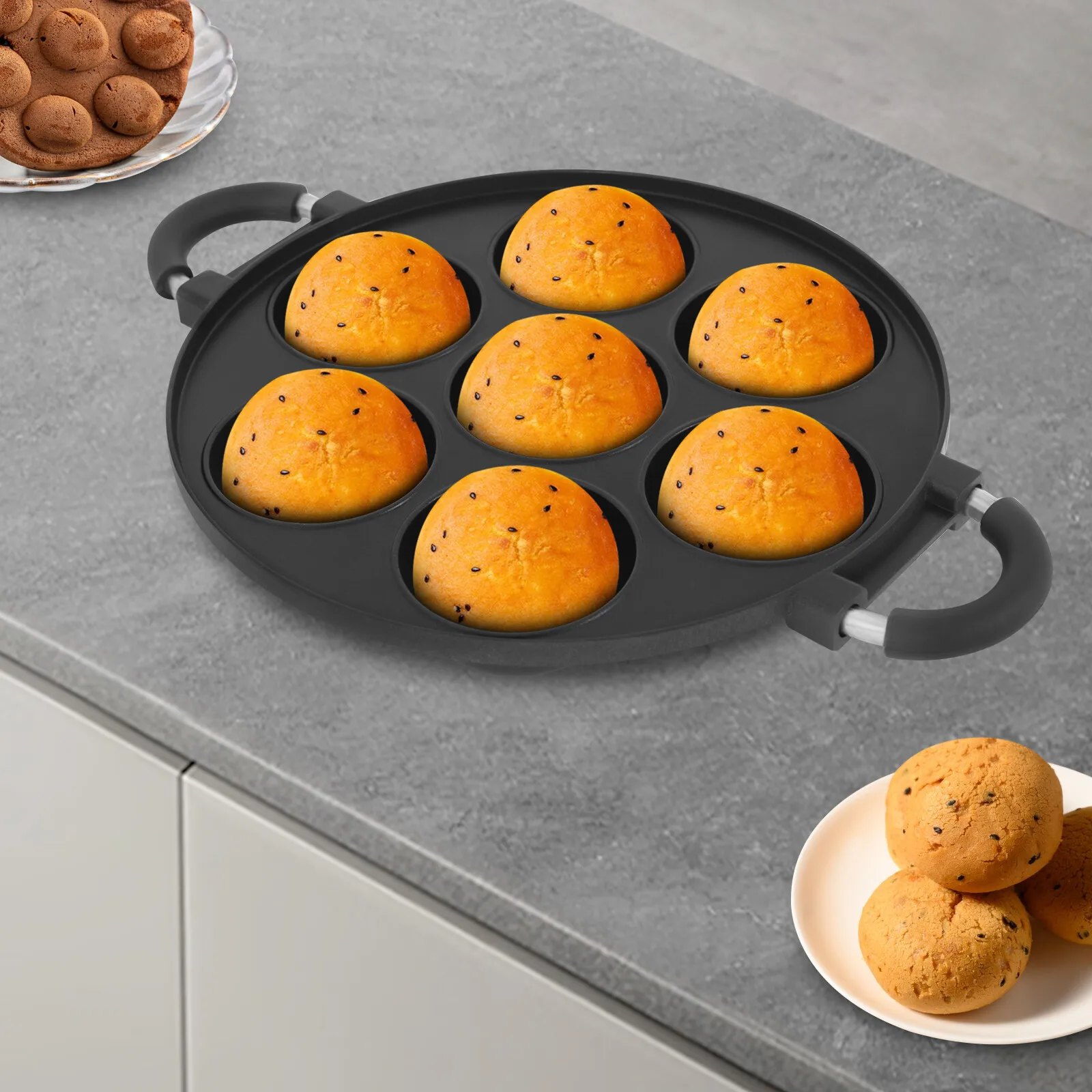 

7-Hole Takoyaki Maker with Large Aperture, Inspire Creative Cooking with Chocolate/Honey Toppings, Compact for Kitchen & Travel