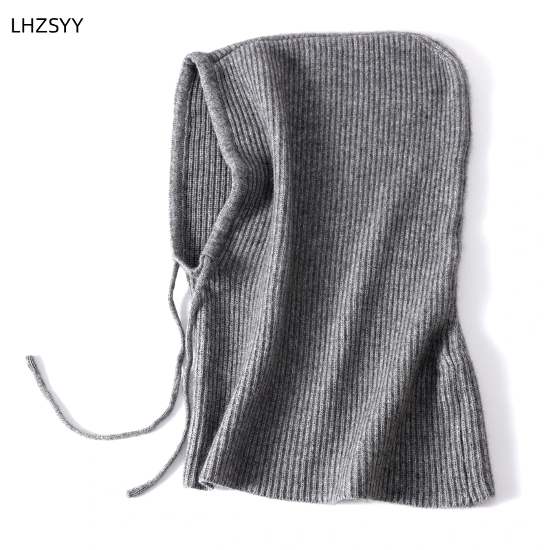 LHZSYY 24 Autumn Winter New Cashmere Knit Cap Collar Hooded Dual-Use paragraph Men and Women Fashion high quality Wool Warm Cap