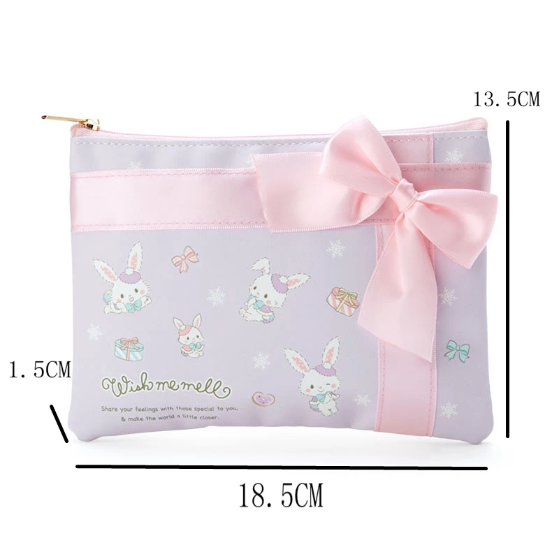 Wish Me Mell Makeup Bag Organizer Storage Ribbon Bow Anime Bunny Kawaii Cosmetic Bags Purple Make Up Pouch Vanity Beauty Case