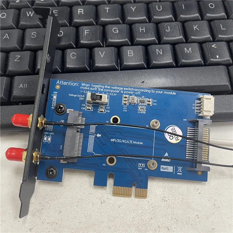 وحدة واي فاي ذكية صغيرة PCI-E Express إلى PCI-E 1X بطاقة محول 3G/4G إلى لوحة تطوير PCI-E 2 هوائيات