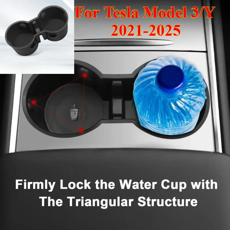 

For Tesla Console Cup Holder - Upgrade 2021-2025 Tesla Model 3/Y Accessories Anti-Slip Silicone Center Consoles Cup Holder
