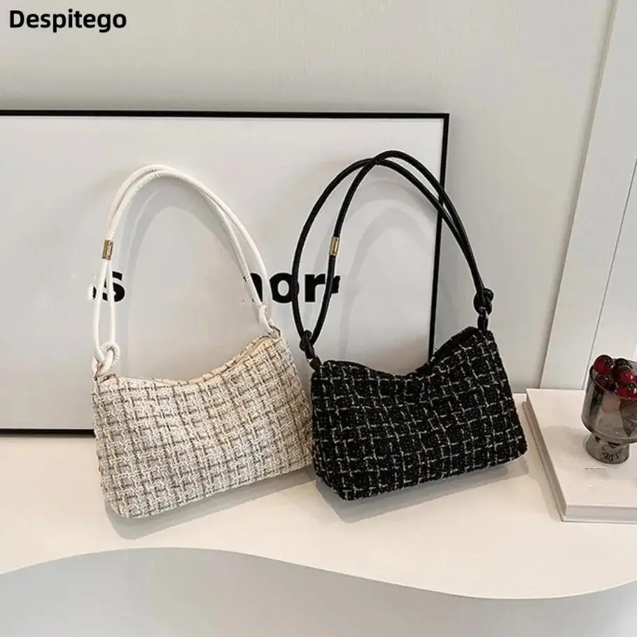 Koreanischen Stil Weiche Woll Plaid Unterarm Tasche Neue Luxus Designer Handtaschen frauen Gepäck