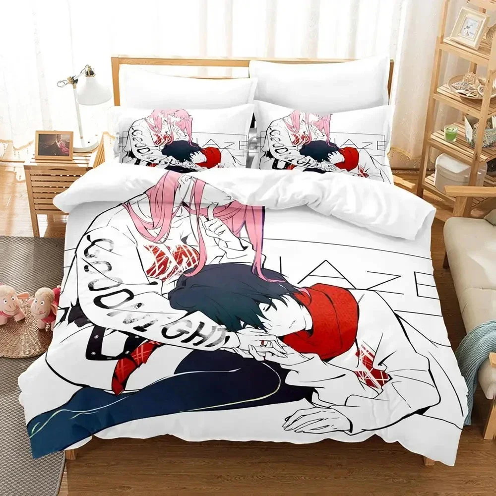 

Darling In The Franxx Bedding Set Boys Bedroom Duvet Cover Set 3D Bed Sheet Single Twin Full Queen King Size Duvet Cover Bed Set