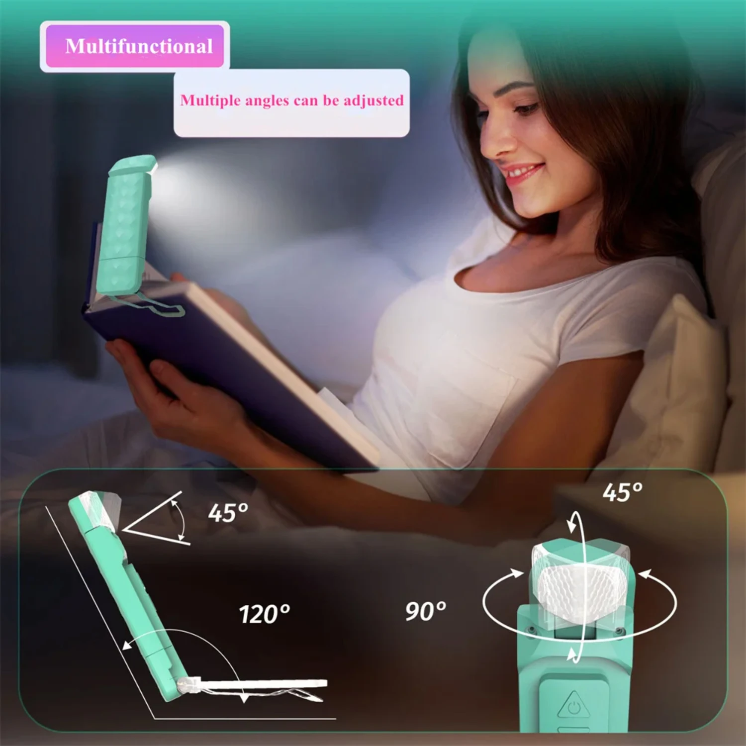 USB Rechargeable Book Light with Timer, 3 Colors&5 Brightness,Clip-On LED Bookmark Reading lamp in Bed ,Eye Caring Night Reading