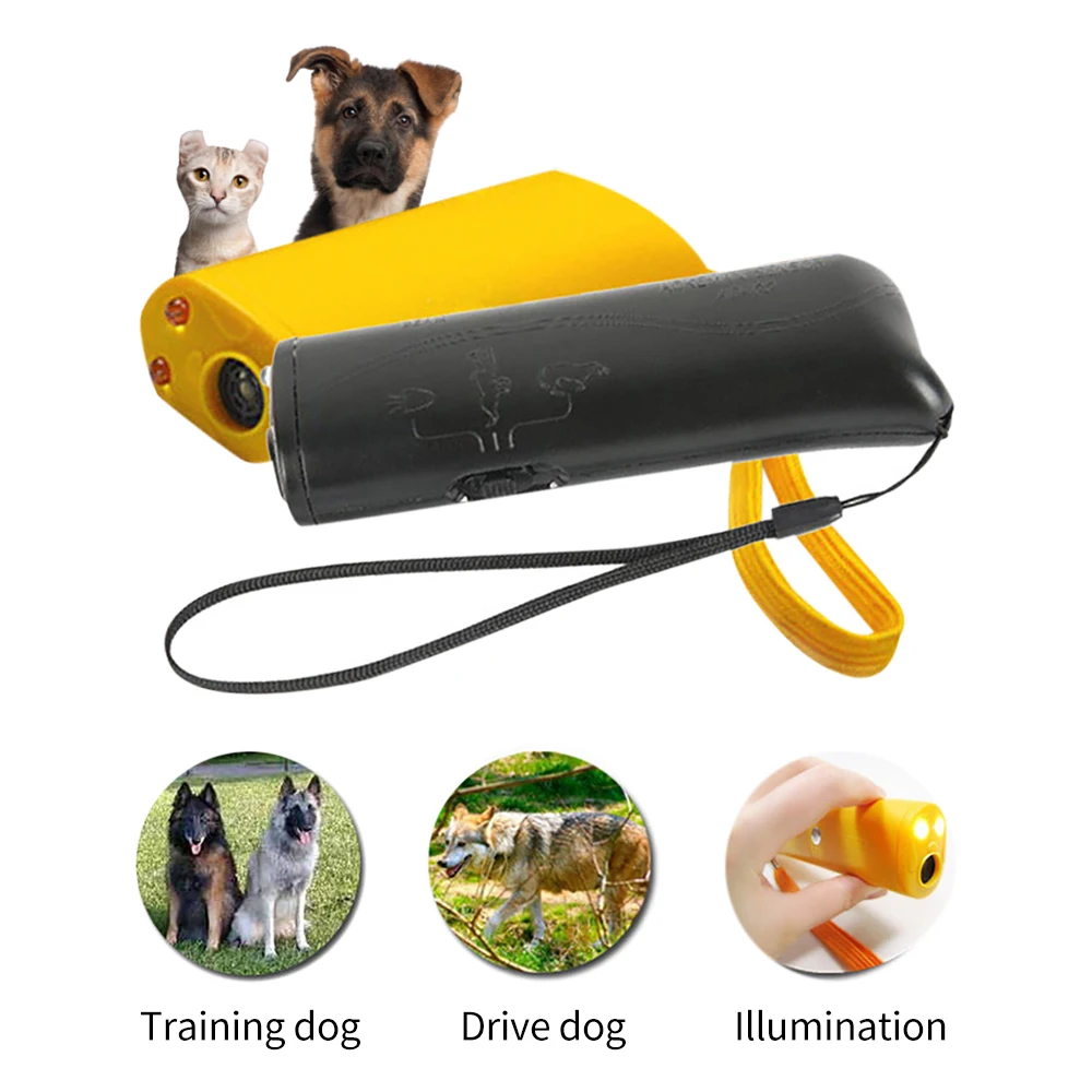 3 In 1 Dog Repeller Anti Barking Device Dog Training Anti-Barking Device with Flash Light Outdoor Pets Dogs Repellent Training