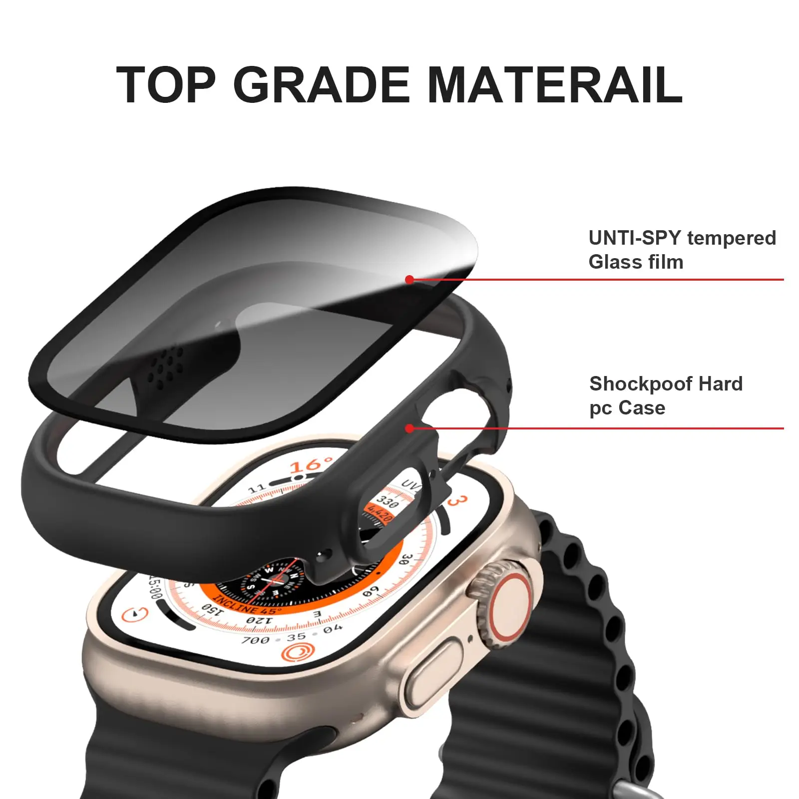 Противошпионская Защита экрана для Apple Watch ultra 49 мм чехол закаленное стекло частная крышка iWatch серии 8 SE 7 6 44 мм 40 мм 45 мм 41