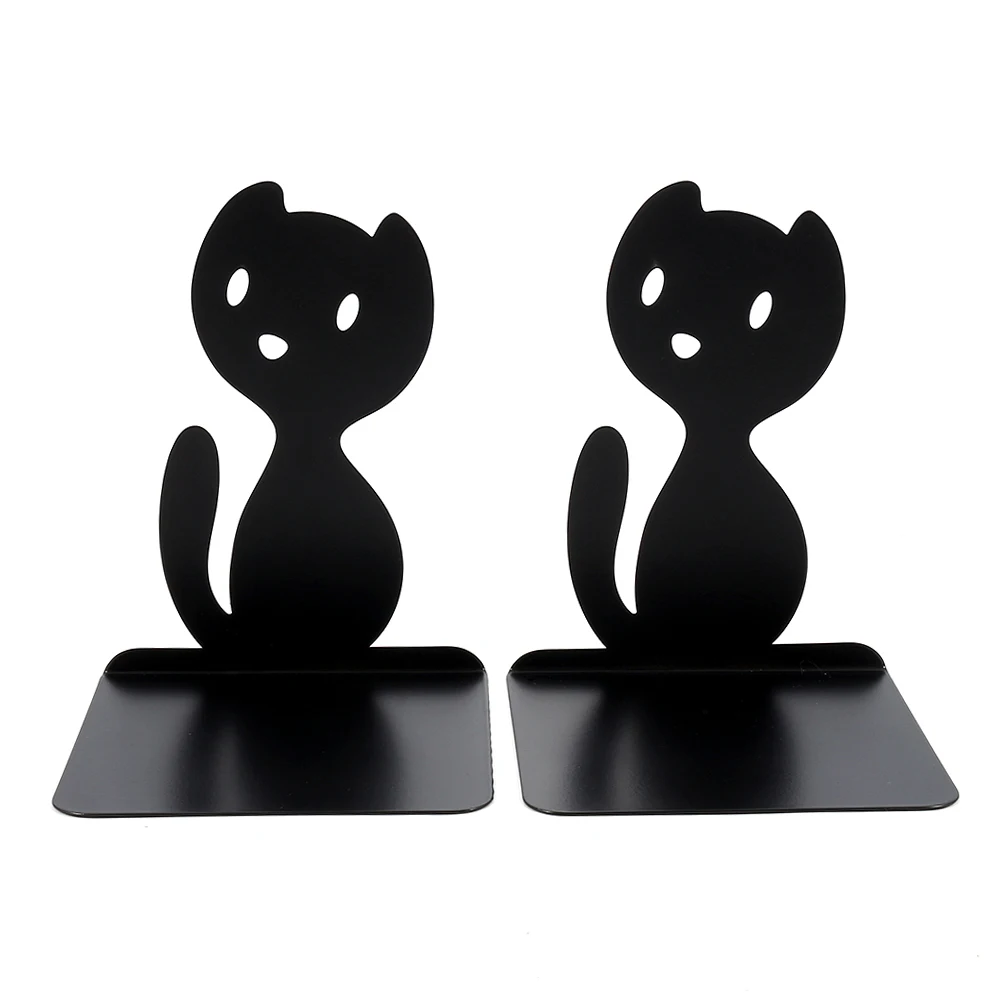 Cute Cartoon Cat Bookend for Shelf Desk Decor Heavy Duty Kitten Decorative Book Ends for Books Stand Support for Kids Room