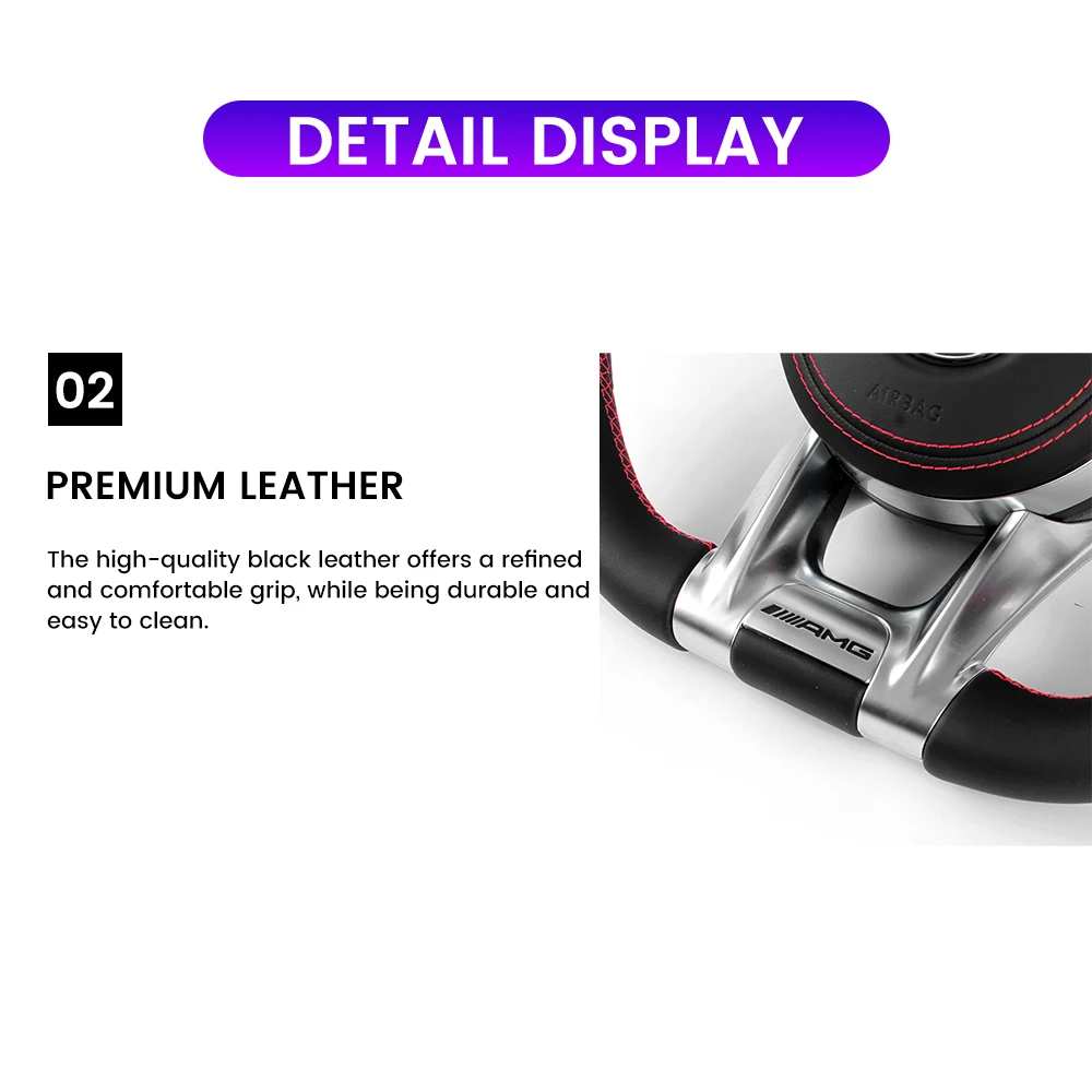 

Sport Steering Wheel For Mercedes Benz W205 W211 W212 A207 C207 W213 S213 A238 Upgraded AMG Style Leather Assembly with Airbag