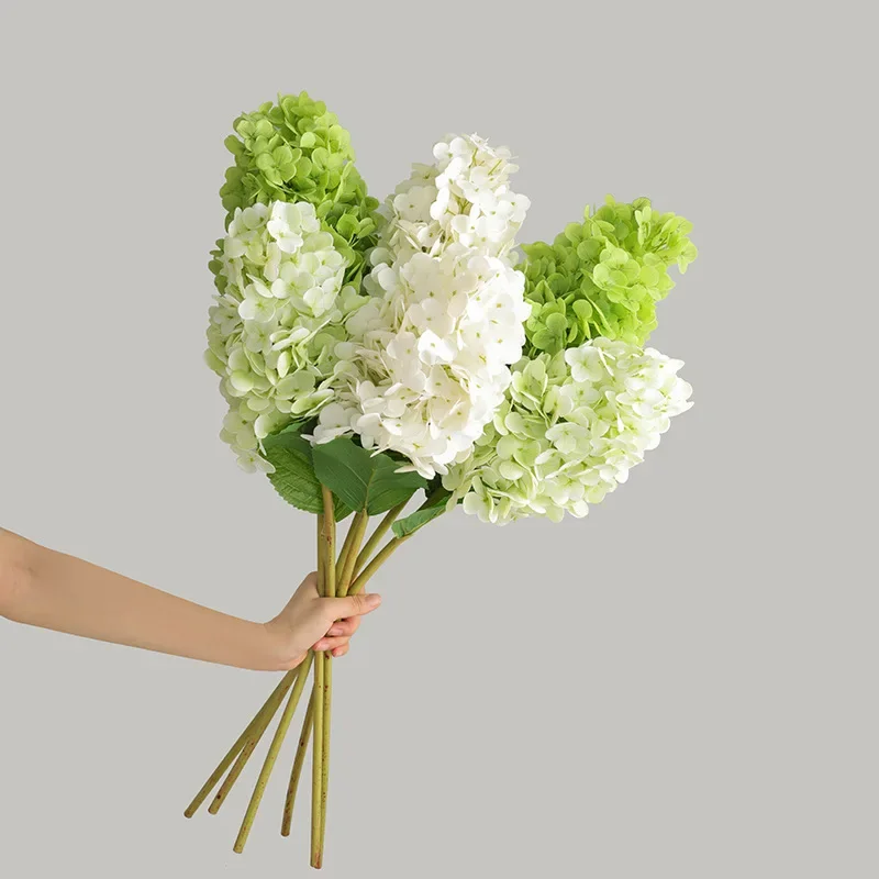 5-pack of Simulated Feel Tower-shaped Hydrangea Artificial Flowers Wedding Bridal Bouquet Home Decoration Fake Flower Hydrangea