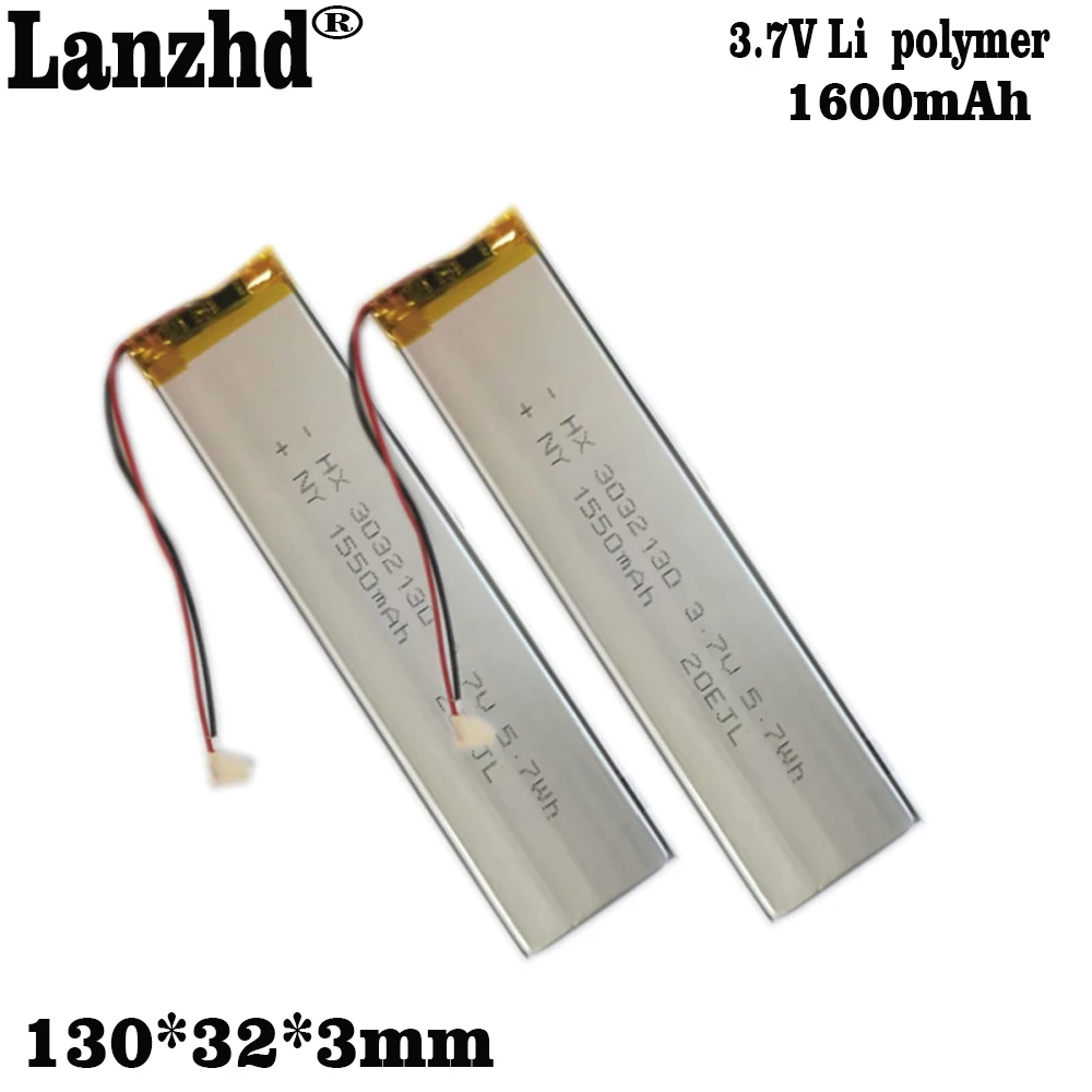 3032130 3.7V 1600mAh litowo-polimerowe ogniwa akumulator lipo do świateł LED Bluetooth klawiatura wideorejestrator samochodowy