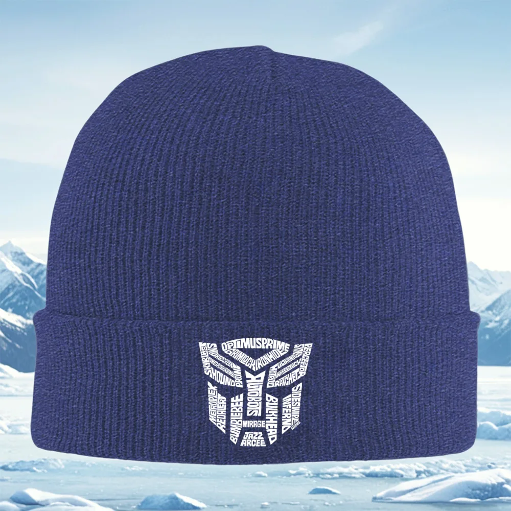 Логотип Autobots, Optimus Prime, Robot Transformers Мужчины Женщины Унисекс Вязаная Шапка Шапка-пуловер Зимняя Теплая Рождественская Шапка Ou