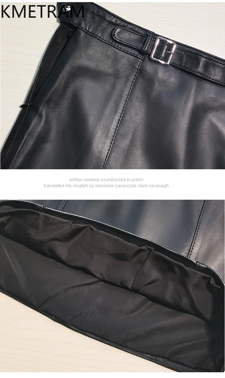 Kmram 100% camada superior saias de pele carneiro mulher 2025 couro genuíno curto saia preta outono roupas femininas faldas para mujeres