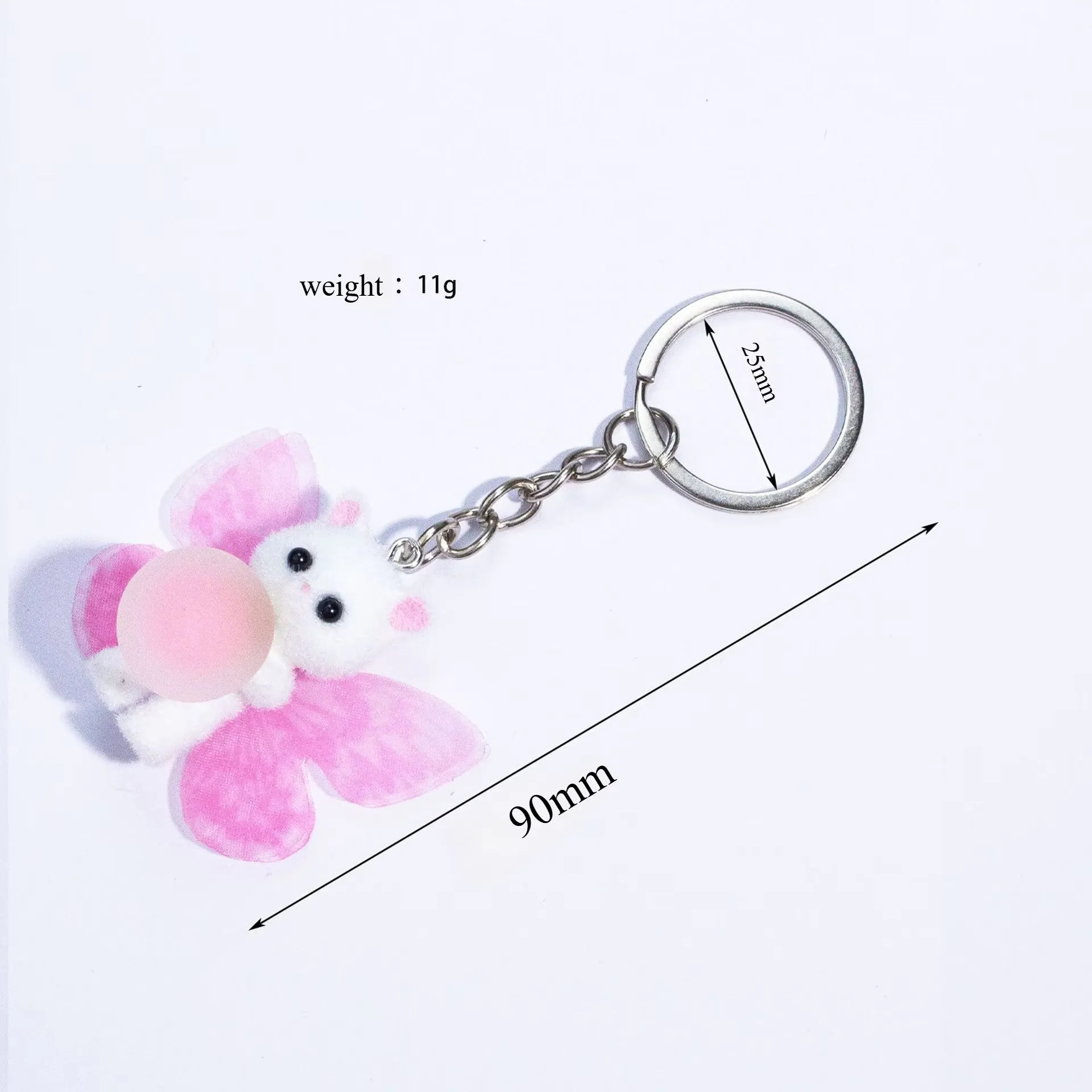 6Pcs 3D Flocking Resin Cat Keychain Cartoon Animal Pendant Accessories for Bag Mobile Phone Charms Making DIY Crafts Adornment