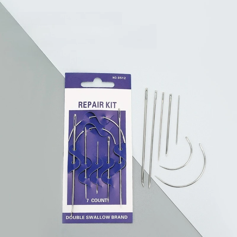 7개/세트 바늘 가죽공예 DIY 가죽 수리용 곡선형 가죽 퍼 스테인리스 스틸 핀 스티치 바늘 세트