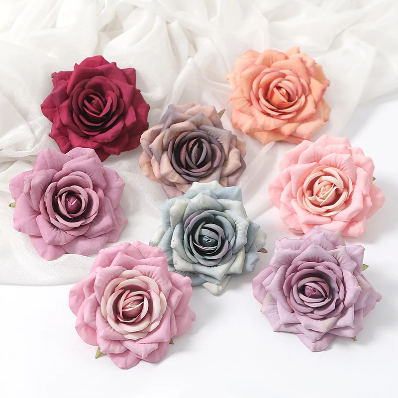 3/5 قطعة 10 سنتيمتر الورود زهرة اصطناعية ديكور غرفة المنزل أكاليل عيد الميلاد الزفاف اكسسوارات الزفاف زهرة جدار لوازم