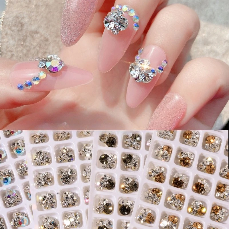 1 Pcs Czech Rhinestone Nail Charms Shiny 3D Mini Crystal Stacked Diamonds DIY Sparkling Manicure Decor Ornaments