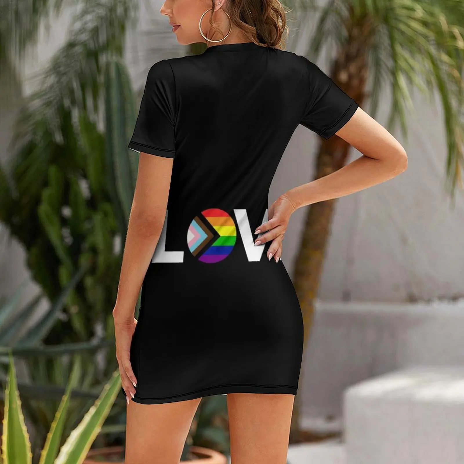 Progress Pride Flag Love Short Sleeved Dress women evening dress african dresses for woman