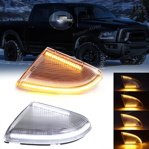 Imagen 2 del producto Luz de coche para Dodge Ram 1500 2500 2009-2018 espejo lateral LED indicador dinámico luz intermitente espejo retrovisor señal de giro