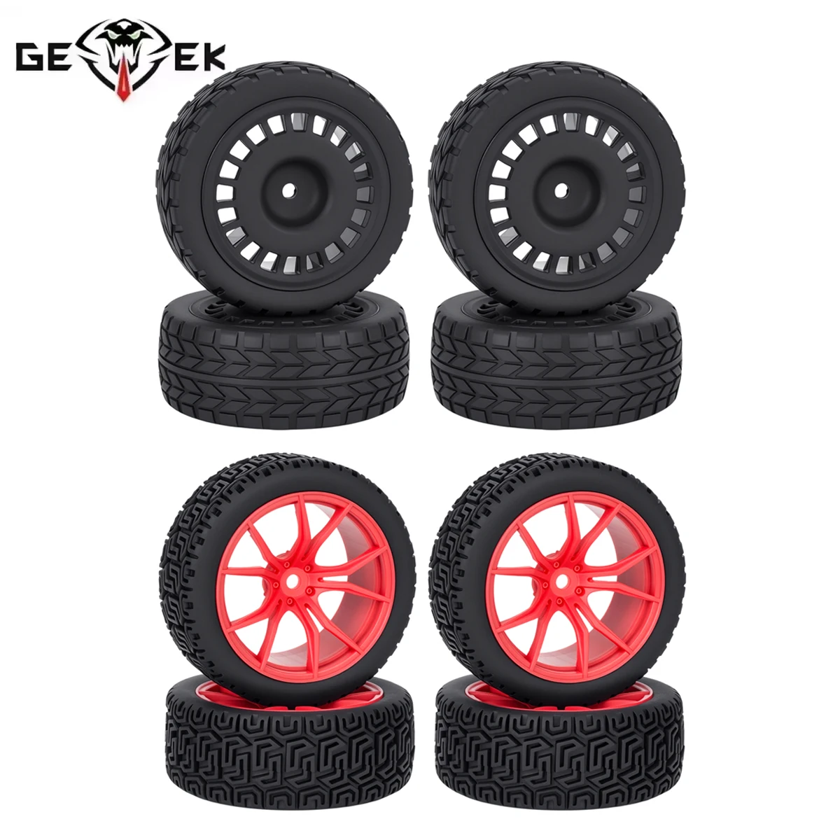 4Pcs RC Racing Wheels Rims and Tires 12mm Hex with Insert Foam for 1/10 HSP HPI MJX Tamiya TT02 TT01 RedCat Kyosho Parts