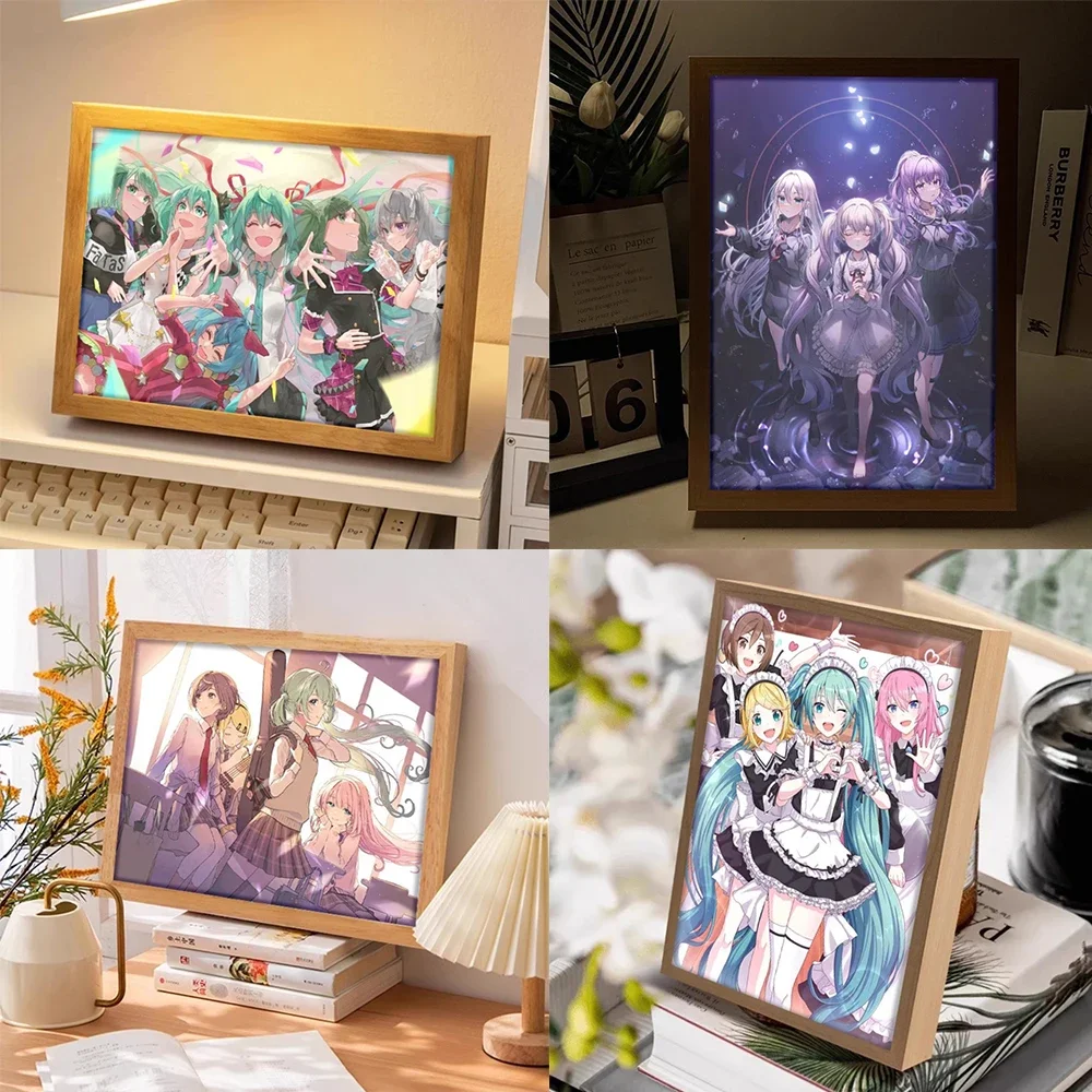 

Hatsune Miku Anime Peripheral Cartoon COS Maid LED High Definition Picture Light Picture Desktop Decoration Night View Lamp Gift