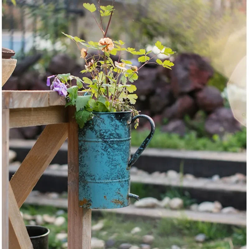 Vintage Wall Hanging Flower Tub, Iron Do Old Plant Potted, Creative Water Pipe Bonsai Basin, Flower Shop Decoration, Groceries