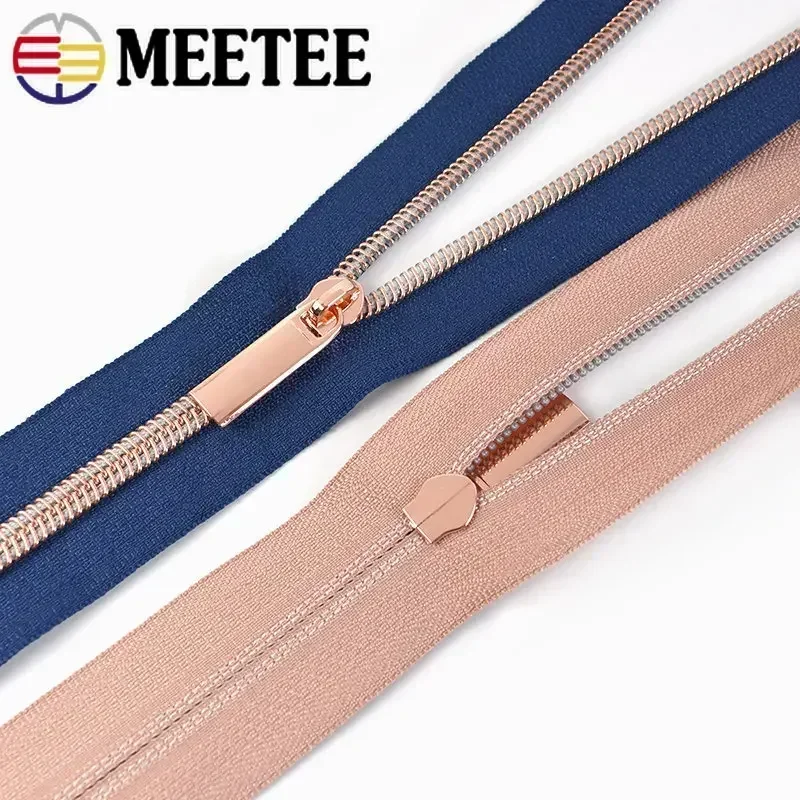 1/2/3/5/10M 5# RoseGold Zippers for Bag Nylon Zipper Tapes ZipSliders Zips By The Meter Repair Kit DIY Sewing Accessories