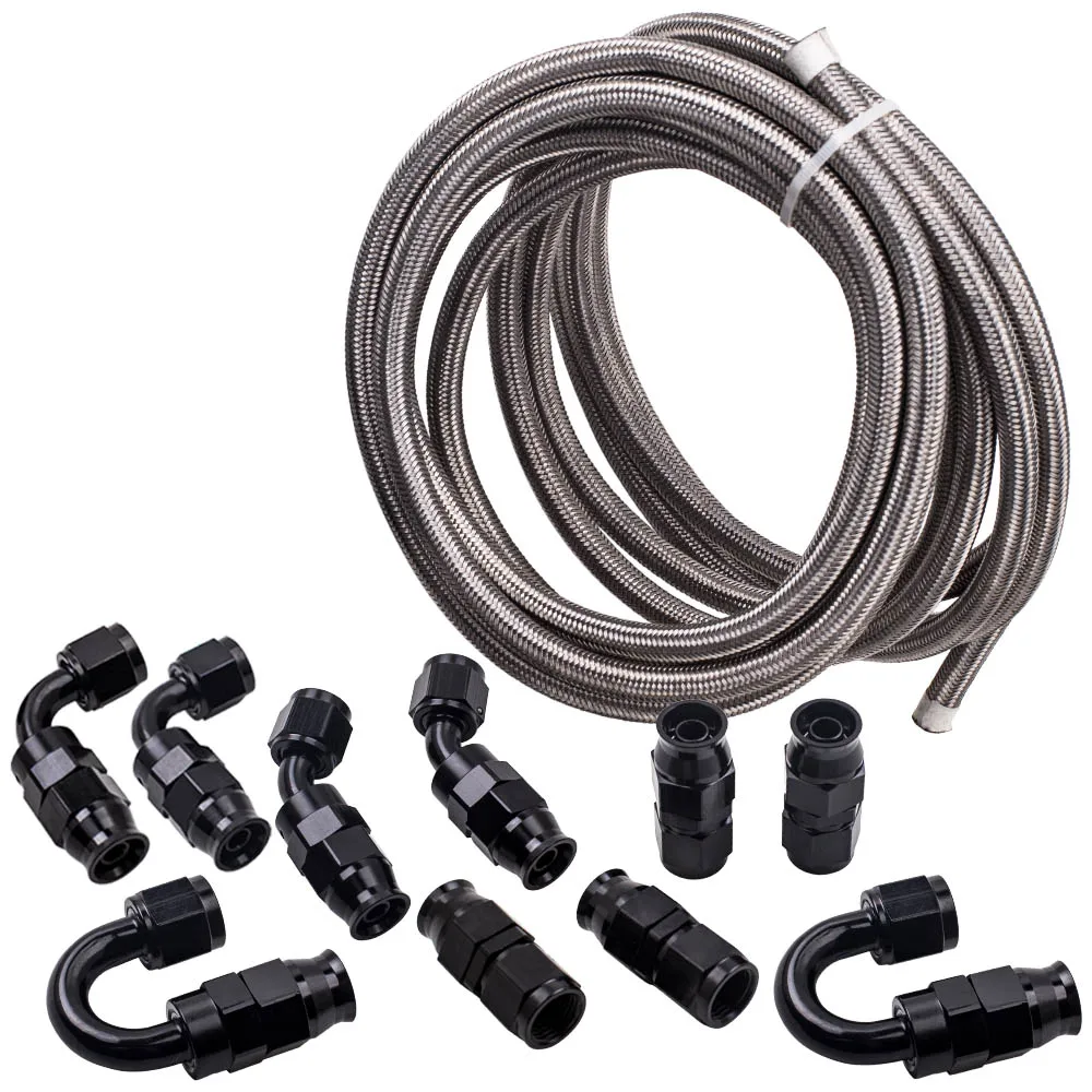 

AN6 -6AN 20FT/6M Stainless Steel PTFE Braided Oil Fuel Hose Line Fitting Kit