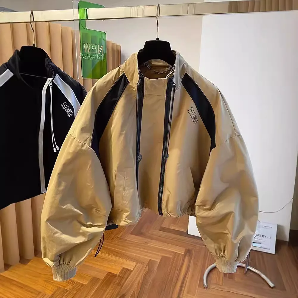 

Куртка-ветровка с воротником-стойкой и молнией, свободного кроя, для весны и осени, укороченная, повседневная