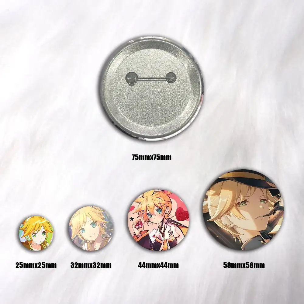 A-Virtual Singer Kagamine Len Art Badges Button Round Creative Pin Brooch Badge Bag Decor Accessories Fans Collect Friends Gifts