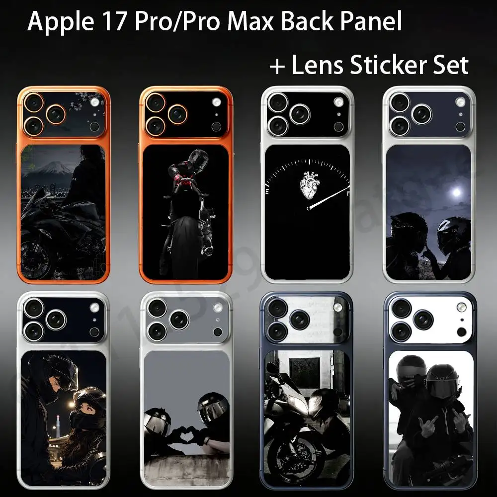 Cool Motorcycle For iPhone 17Pro/ProMax Battry Back Cover with Camera Decal Skin Rear Protective Sticker Film