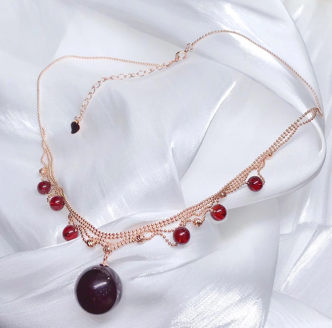 Natural Blood Amber Pendant 15mm Solid Silver Vintage Filigree Braided Design Royal Style Jewelry Gift for Women