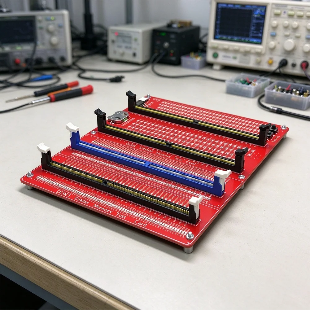 DDR3 DDR4 DDR5 Memory Tester Board Red PCB With Indicator Light Compatible With UDIMM RDIMM For Ram Fault Detection And Repair