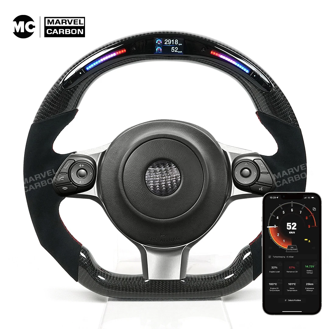 

100% Real Carbon Fiber LED Performance Steering Wheel For Toyota 86 leather Alcantara Mobile Phone Connection APP Control