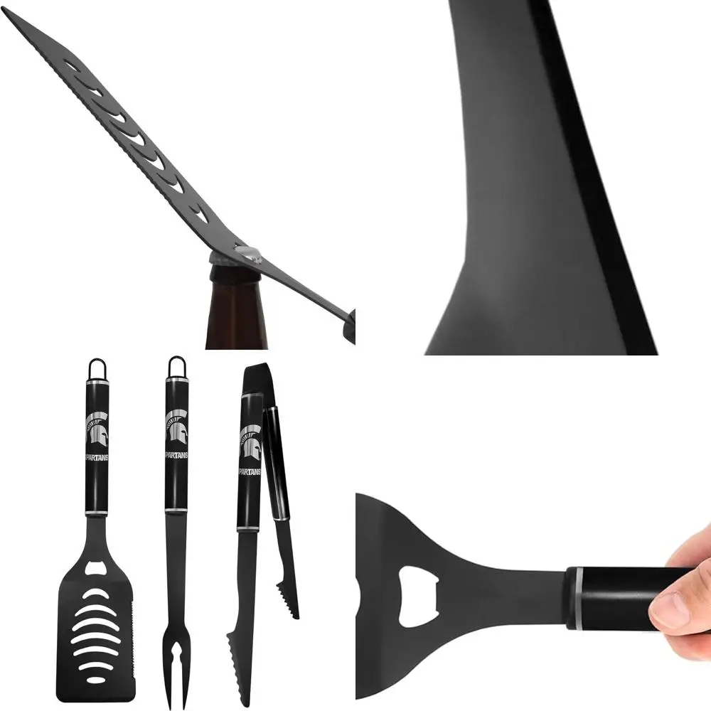 

Michigan State Spartans 3-Piece Black BBQ Tool Set, Monochromatic Design