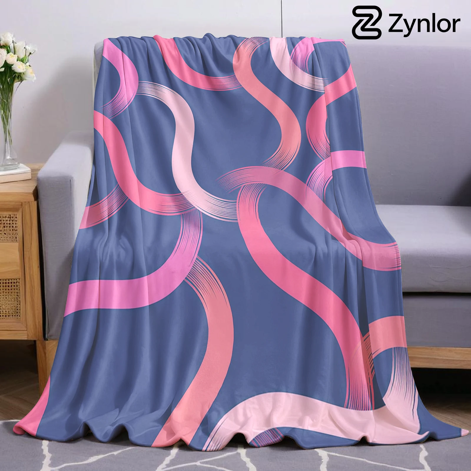 Pink Curve Lightweight Microfiber Soft Christmas Fleece Blanket Warm Cozy Throw for Bed Sofa Office Travel All Season