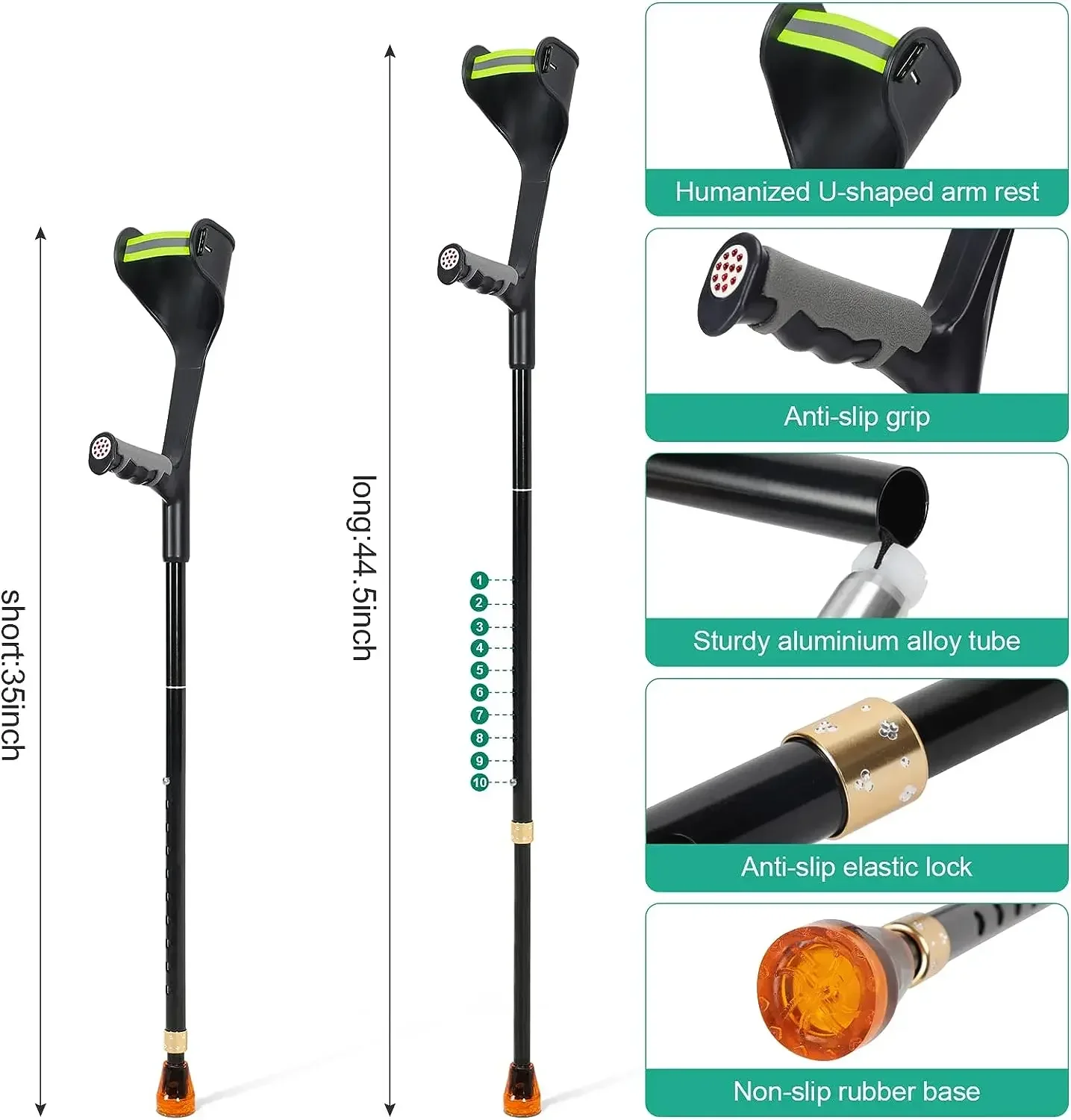 Adjustable Forearm Crutch with Cuff