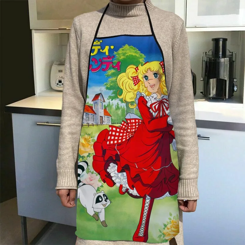 Candy Candy Cartoon Kitchen Apron Dinner Party Cooking Apron Adult Baking Accessories Waterproof Fabric Printed Cleaning Tools