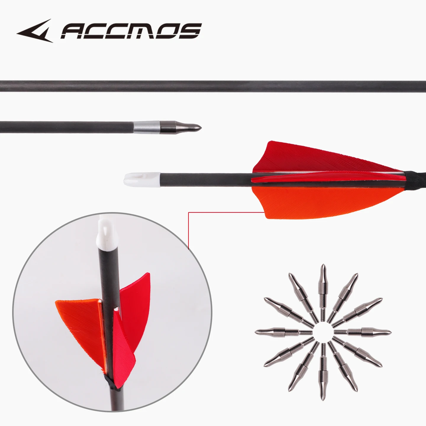 

Spirial Wing Real Turkey Feather ID6.2mm Pure Carbon Arrows Spine400 500 600 700 Complete Outdoor Field Archery Hunting Shooting